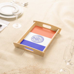 Patriotic serving tray with Flag of New York City