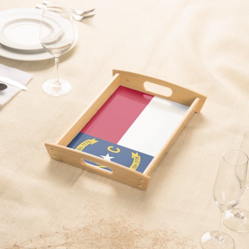 Patriotic serving tray with Flag of North Carolina