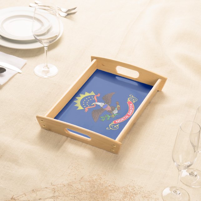 Patriotic serving tray with Flag of North Dakota (Front)