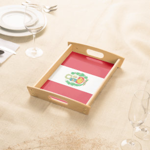 Patriotic serving tray with Flag of Peru