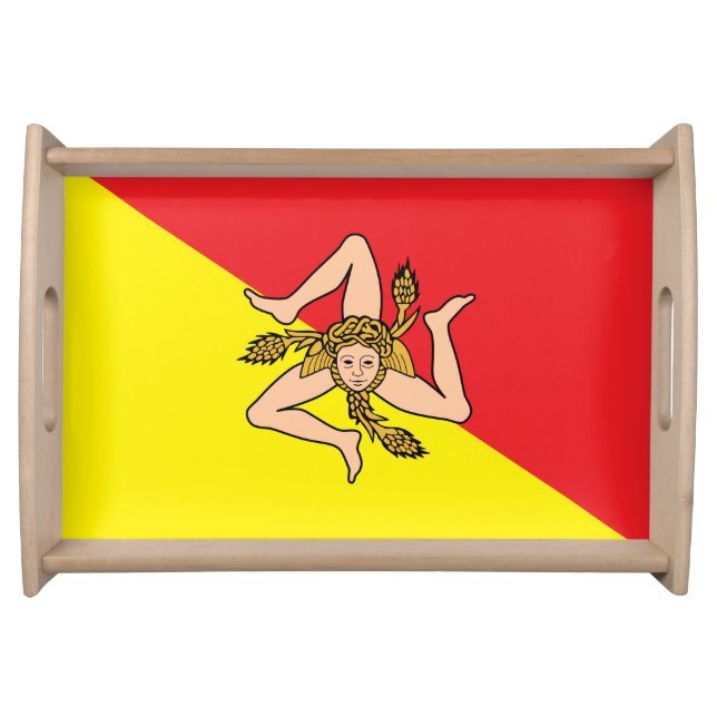 Patriotic serving tray with Flag of Sicily, Italy (Front)