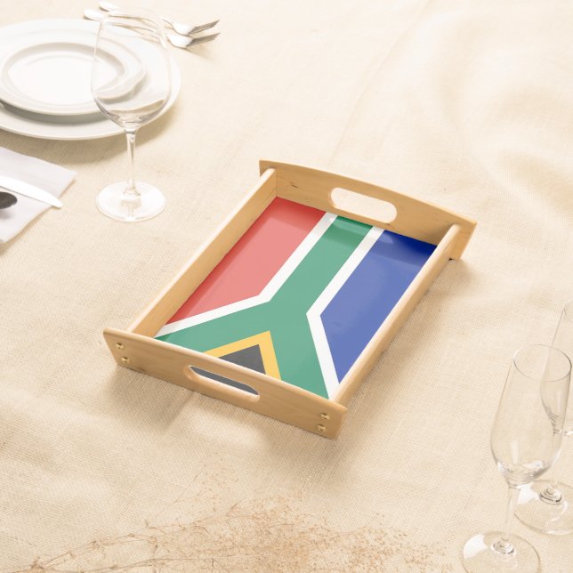 Patriotic serving tray with Flag of South Africa (Front)