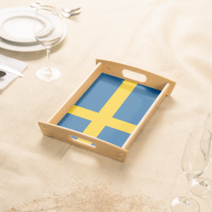 Patriotic serving tray with Flag of Sweden