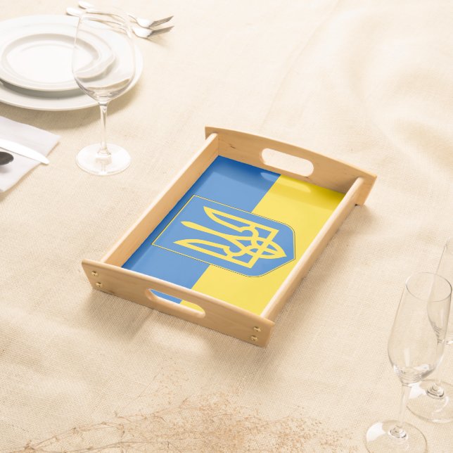 Patriotic serving tray with Flag of Ukraine (Front)