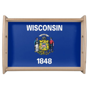 Patriotic serving tray with Flag of Wisconsin USA