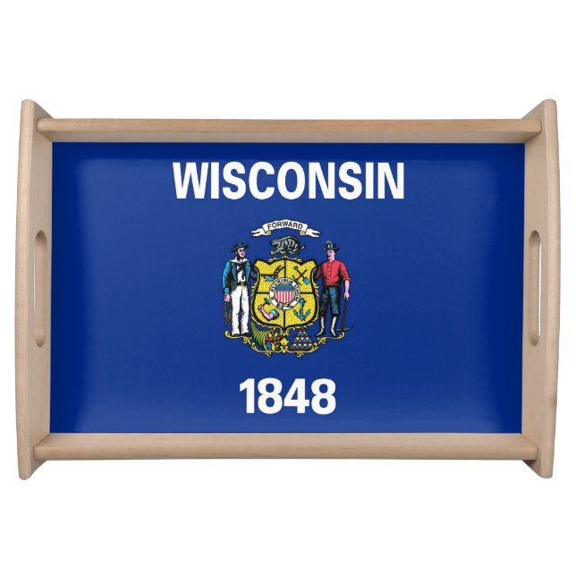 Patriotic serving tray with Flag of Wisconsin USA (Front)