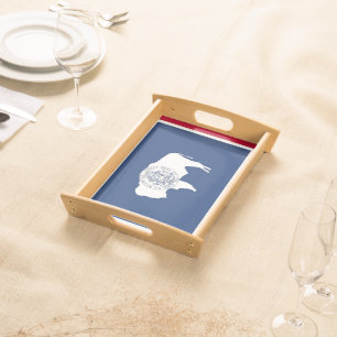 Patriotic serving tray with Flag of Wyoming