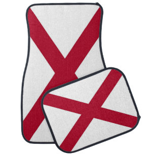 Patriotic set of car mats with Flag of Alabama