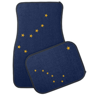 Patriotic set of car mats with Flag of Alaska
