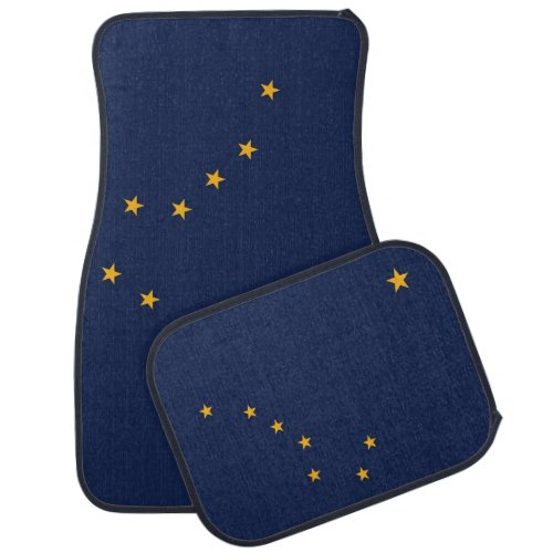 Patriotic set of car mats with Flag of Alaska