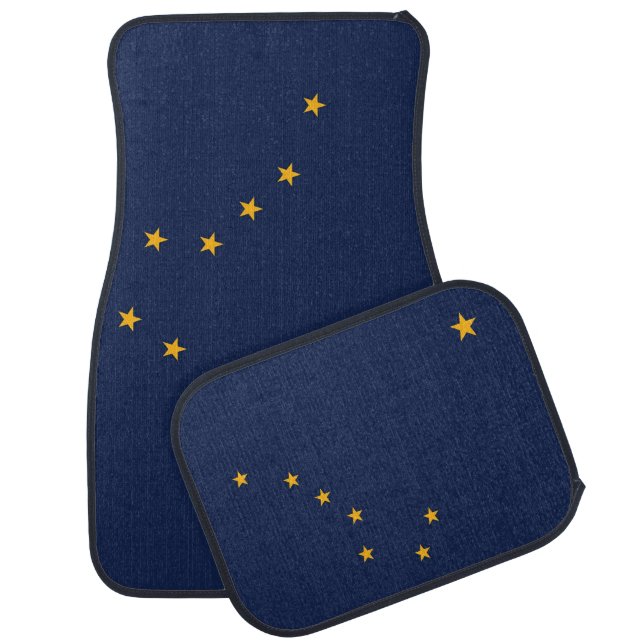 Patriotic set of car mats with Flag of Alaska (Set)