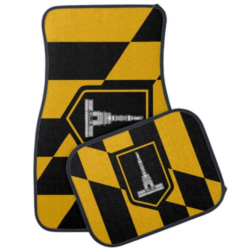 Patriotic set of car mats with Flag of Baltimore