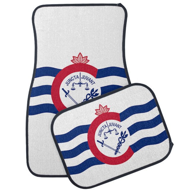 Patriotic set of car mats with Flag of Cincinnati (Set)