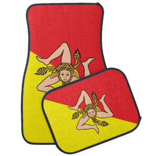 Patriotic set of car mats with Flag of Sicily