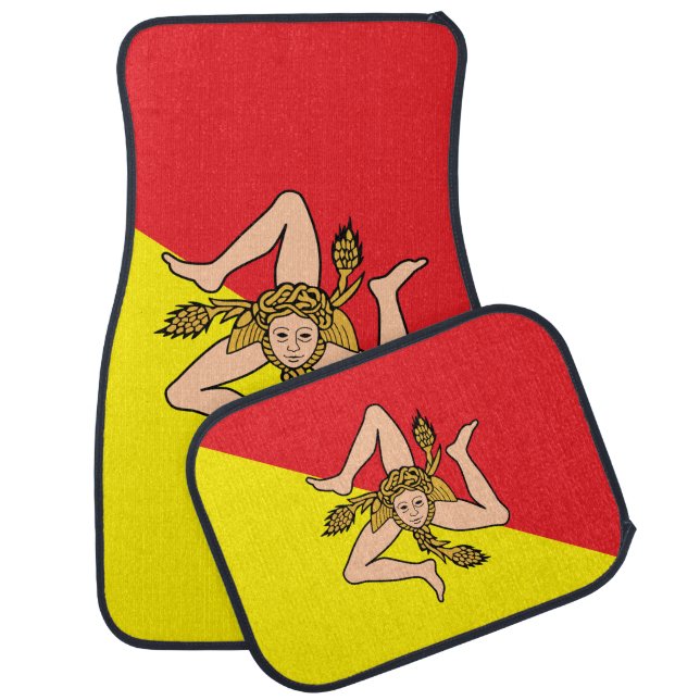 Patriotic set of car mats with Flag of Sicily (Set)