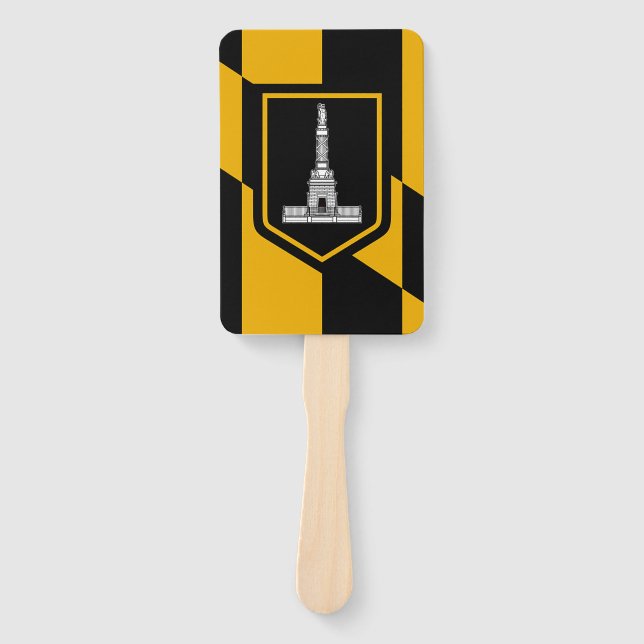 Patriotic set of hand fans with flag of Baltimore (Front)