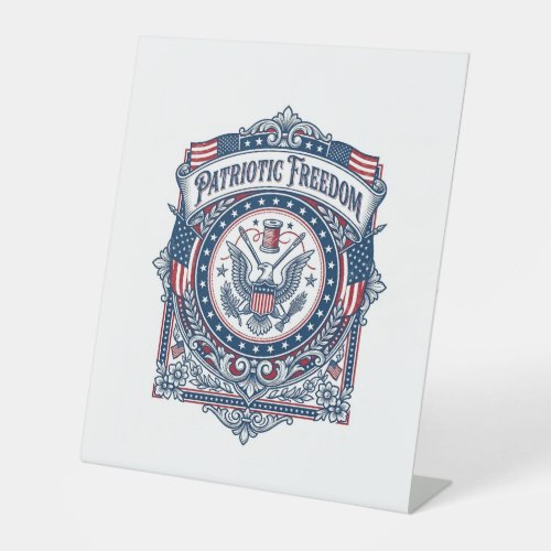 Patriotic Sewing Circle Vector Graphic Tee Pedestal Sign