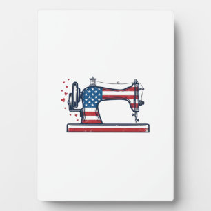 Patriotic Sewing Machine Vintage Engraving Vector_ Plaque
