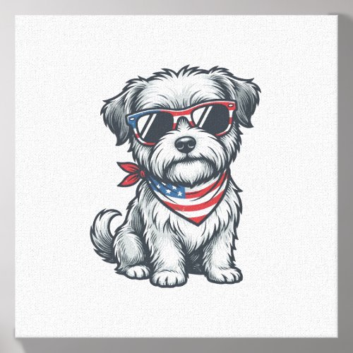 Patriotic Shaggy Dog Vintage Engraving Tank Top_1 Canvas Photo Tile
