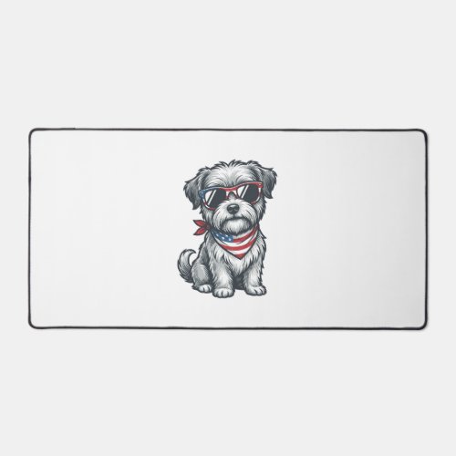 Patriotic Shaggy Dog Vintage Engraving Tank Top_1 Desk Mat