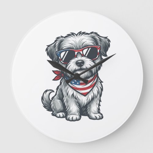 Patriotic Shaggy Dog Vintage Engraving Tank Top_1 Large Clock