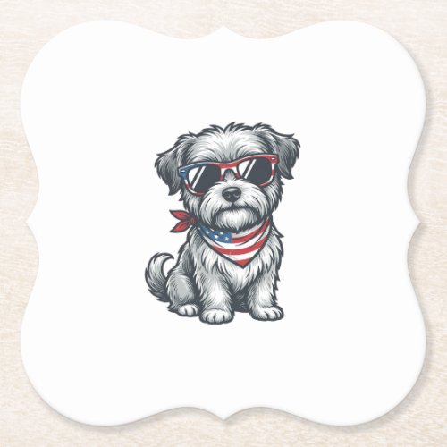 Patriotic Shaggy Dog Vintage Engraving Tank Top_1 Paper Coaster