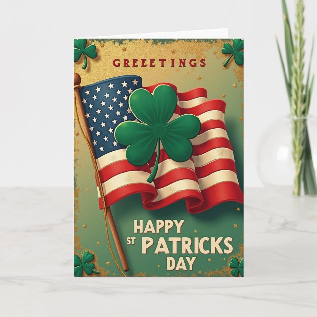 Patriotic Shamrocks Day Card (Front)