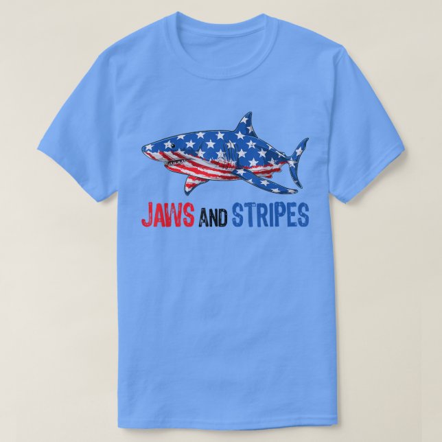Patriotic Shark American Flag USA 4th Of July Men  T-Shirt (Design Front)