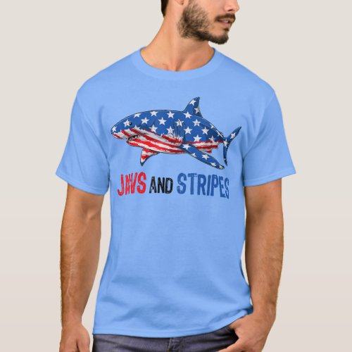 Patriotic Shark American Flag USA 4th Of July Men  T_Shirt