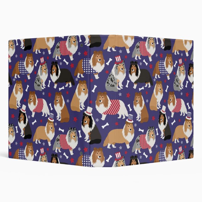 Patriotic Sheltie Shetland Sheepdog 3 Ring Binder (Background)