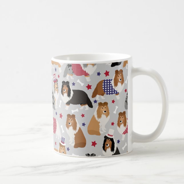 Patriotic Sheltie Shetland Sheepdog Coffee Mug (Right)