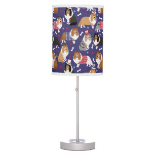 Patriotic Sheltie Shetland Sheepdog Table Lamp