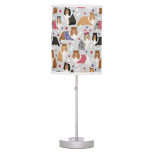 Patriotic Sheltie Shetland Sheepdog Table Lamp