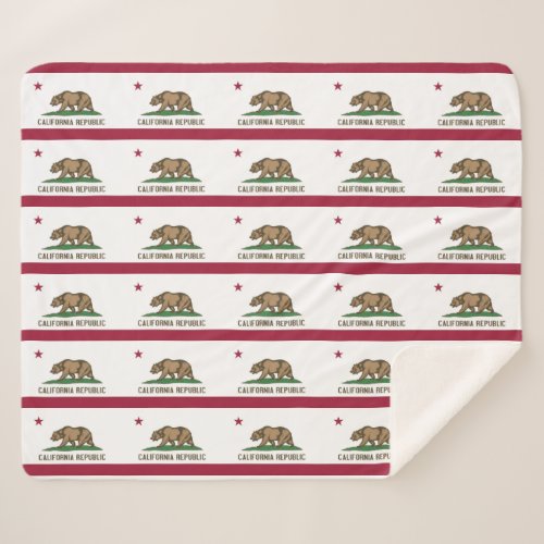 Patriotic Sherpa Blanket with flag of California