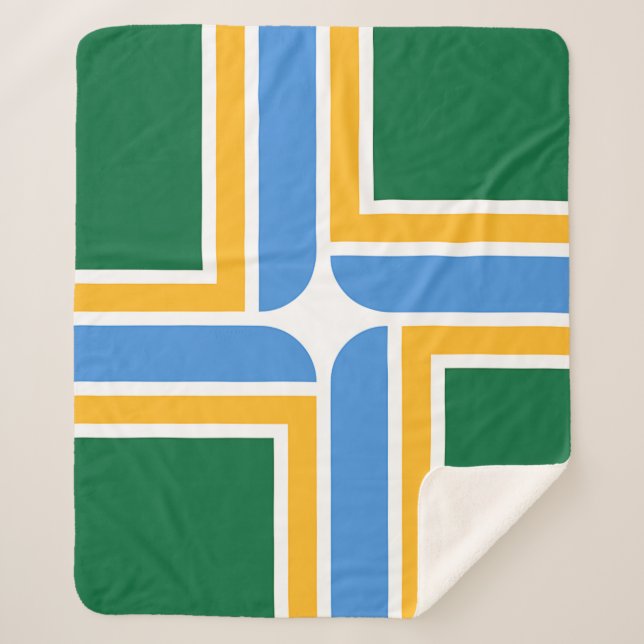 Patriotic Sherpa Blanket with flag of Portland (Front)