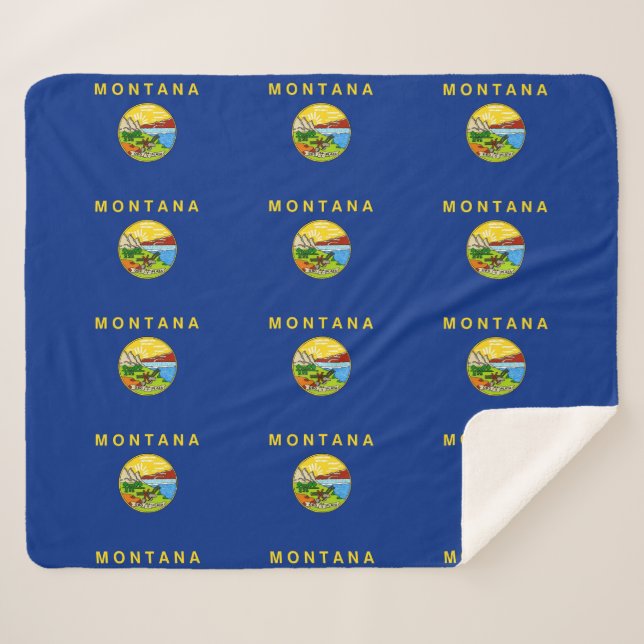Patriotic Sherpa Blanket with Montana flag (Front (Horizontal))