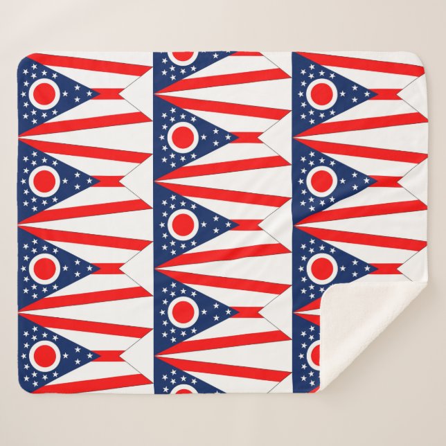 Patriotic Sherpa Blanket with Ohio flag (Front (Horizontal))