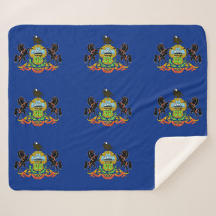 Patriotic Sherpa Blanket with Pennsylvania flag