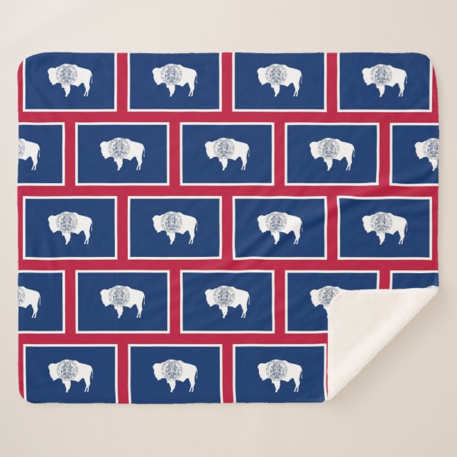 Patriotic Sherpa Blanket with Wyoming flag (Front (Horizontal))