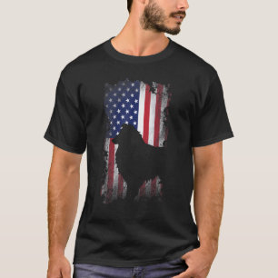 Patriotic Shetland Sheepdog American Flag Cool Dog T-Shirt
