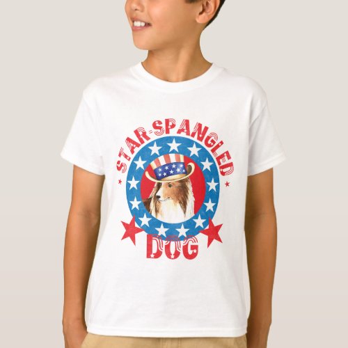 Patriotic Shetland Sheepdog T_Shirt