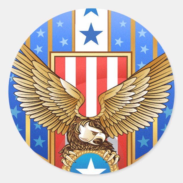 Patriotic Shield Classic Round Sticker (Front)