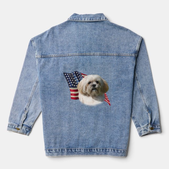 Patriotic Shih Tzu Denim Jacket (Back)