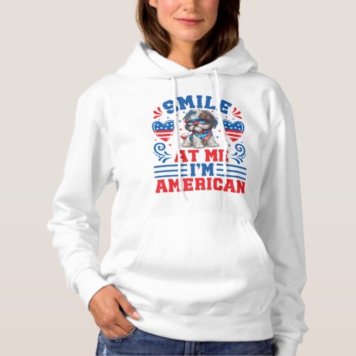 Patriotic Shih Tzu Dog for 4th Of July Hoodie