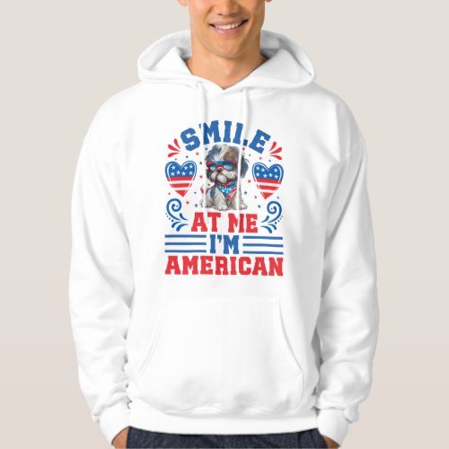 Patriotic Shih Tzu Dog for 4th Of July Hoodie