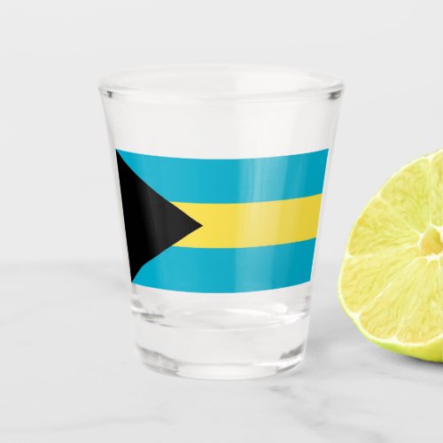Patriotic shot glass with flag of Bahamas