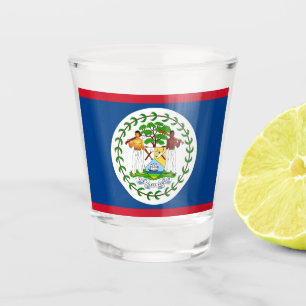 Patriotic shot glass with flag of Belize