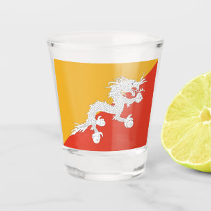 Patriotic shot glass with flag of Bhutan