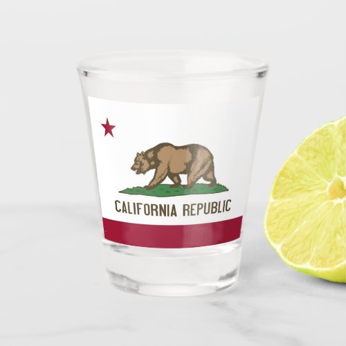 Patriotic shot glass with flag of California USA