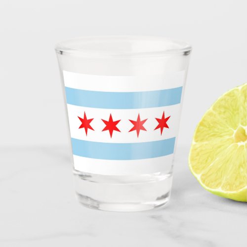 Patriotic shot glass with flag of Chicago